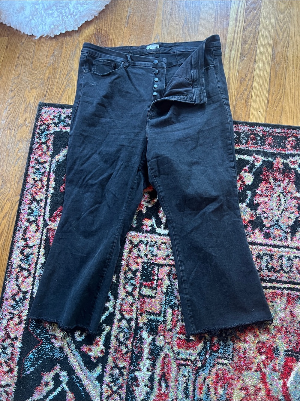 Good American Black High-Rise Button-Fly Women's Jeans